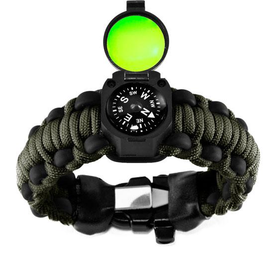 Adventure Bracelet with OD Paracord and glow compass 