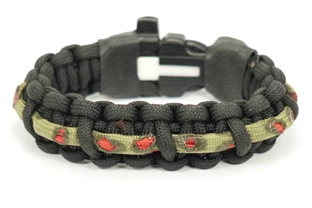 Completed zombie bracelet from Wazoo DIY kit in classic zombie gore color