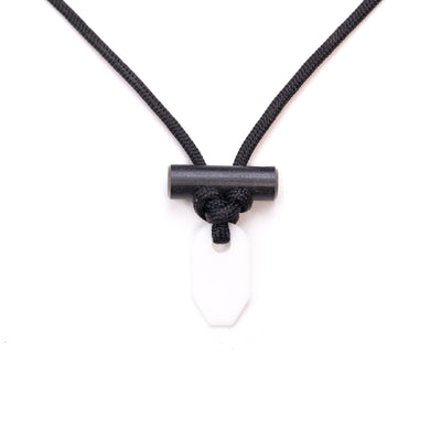 White ceramic ferro rod fire starting necklace with firecord