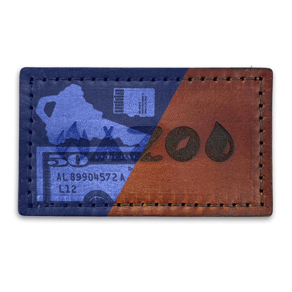 Leather morale patch with velcro backing and hidden compartment