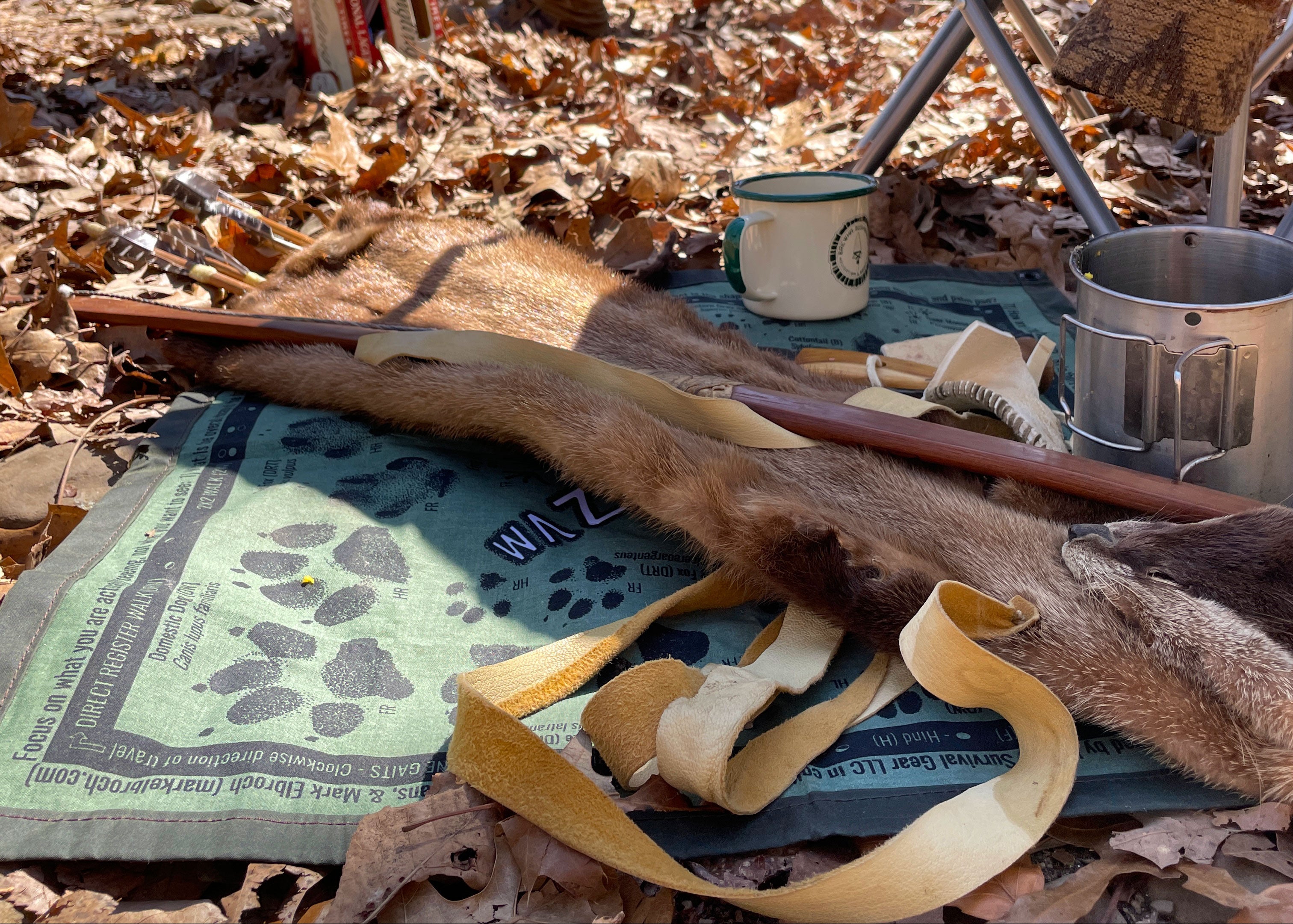 Waxed canvas ground cloth used to keep gear dry and clean