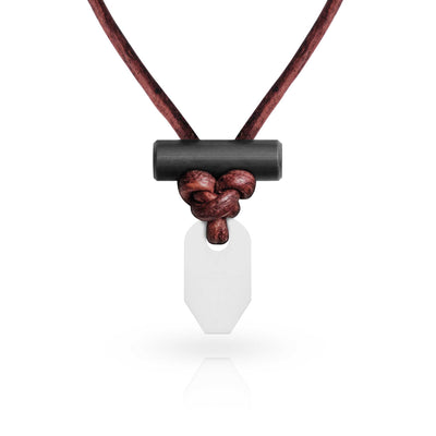 Bushcraft fire starting necklace with white ceramic on white background