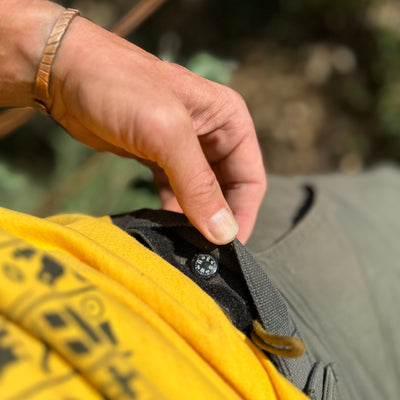 Mini Button Compass In Cache Belt Pocket