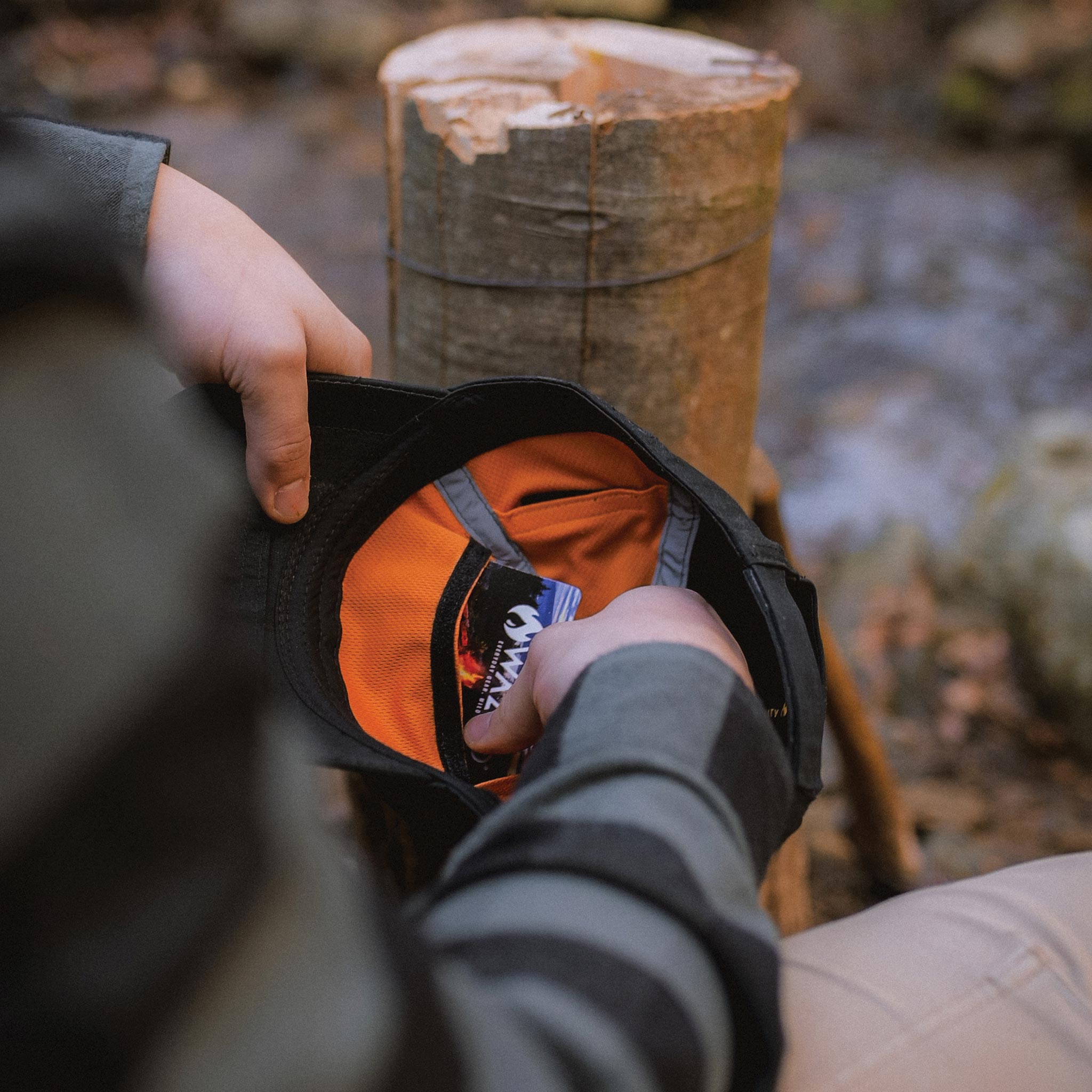 Firecards can be stored in Cache Cap pockets
