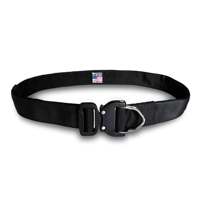 black belt with hidden velcro pocket and d-ring cobra buckle