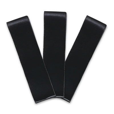 3 pieces of 1 inch wide 24 inch long duct tape in flat rolls