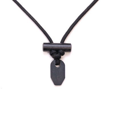 Black ceramic ferro rod fire starting necklace with firecord
