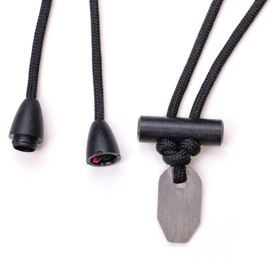 Firecord fire starting necklace with ceramic ferro rod and breakaway clasp