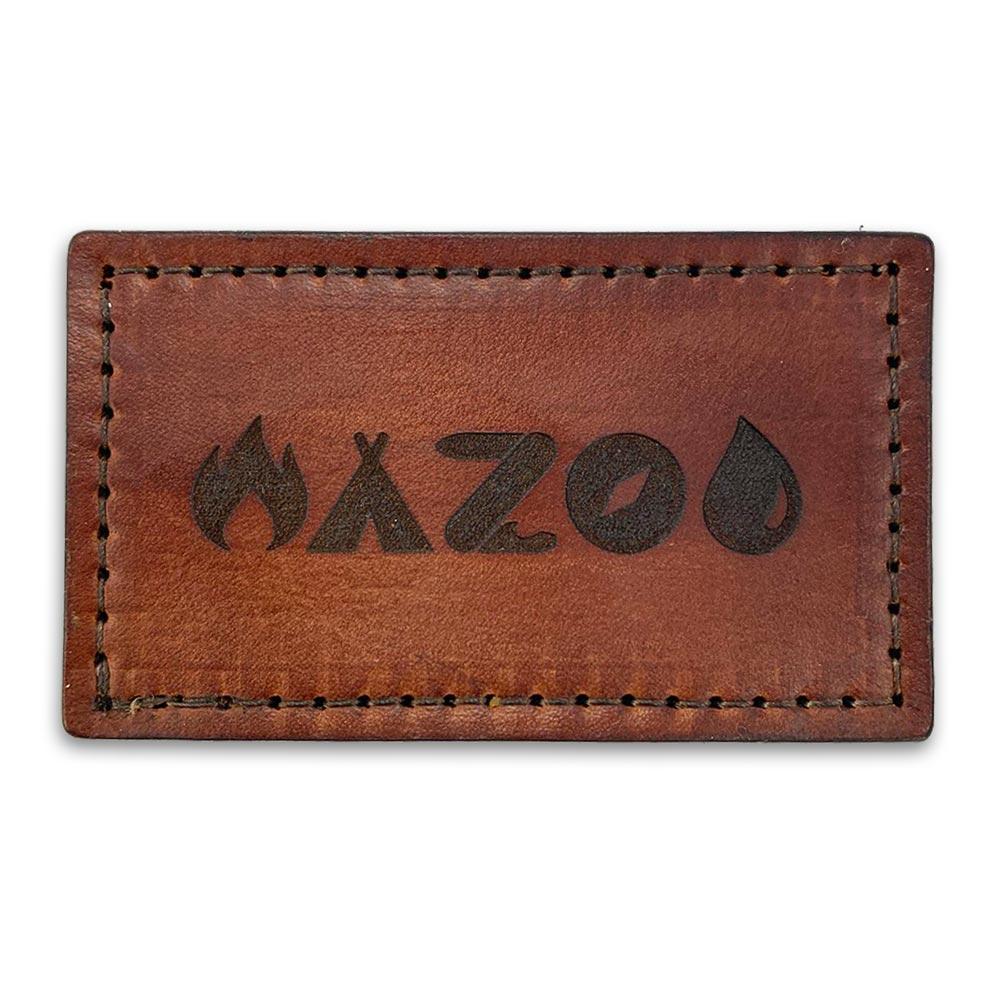 Leather morale patch with Wazoo logo made in the USA