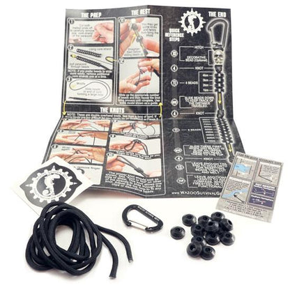 DIY Ranger Pace Bead kit from Wazoo laid out with instructions and wallet navigation card